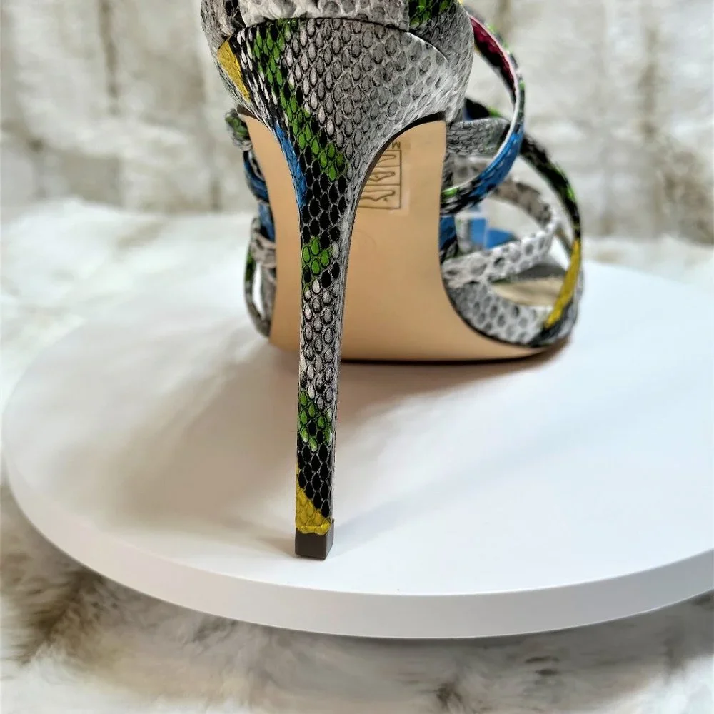 * So Me Multi Color Snake Strappy Wrap 4.5" Heels - Picture 5 of 8
